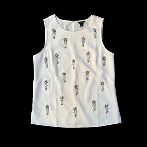 Ann Taylor Embellished Ivory Sleeveless Blouse – Size XS